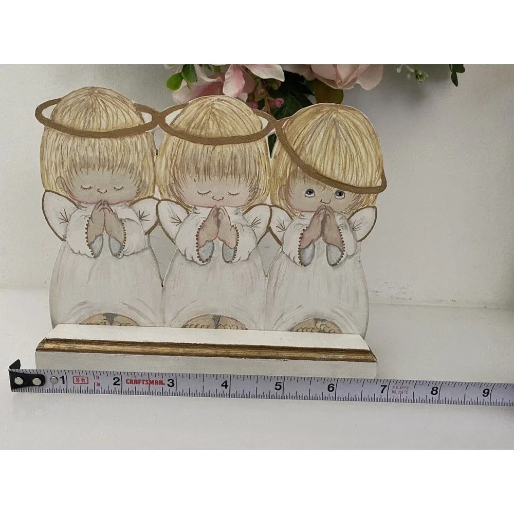 Hand Painted Wood Angels Hand Painted Standing Plaque 7